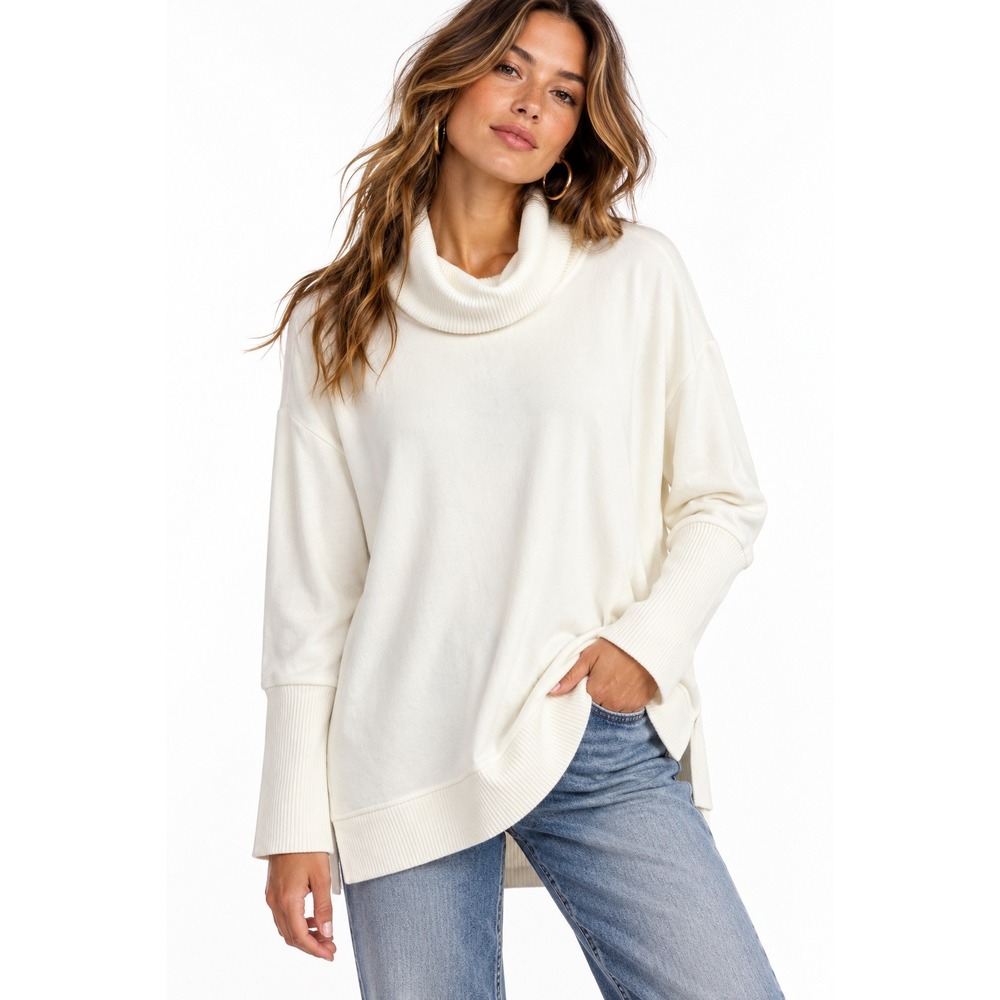 Market & Spruce Rose Tunic Knit Top Women XL White NWT